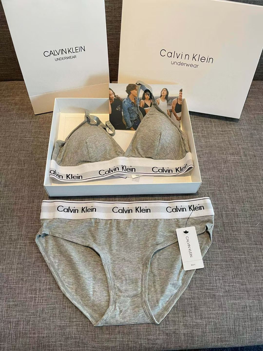 Calvin Klein Women’s Underwear Sets – Bralette & Briefs in Gray, White & Black