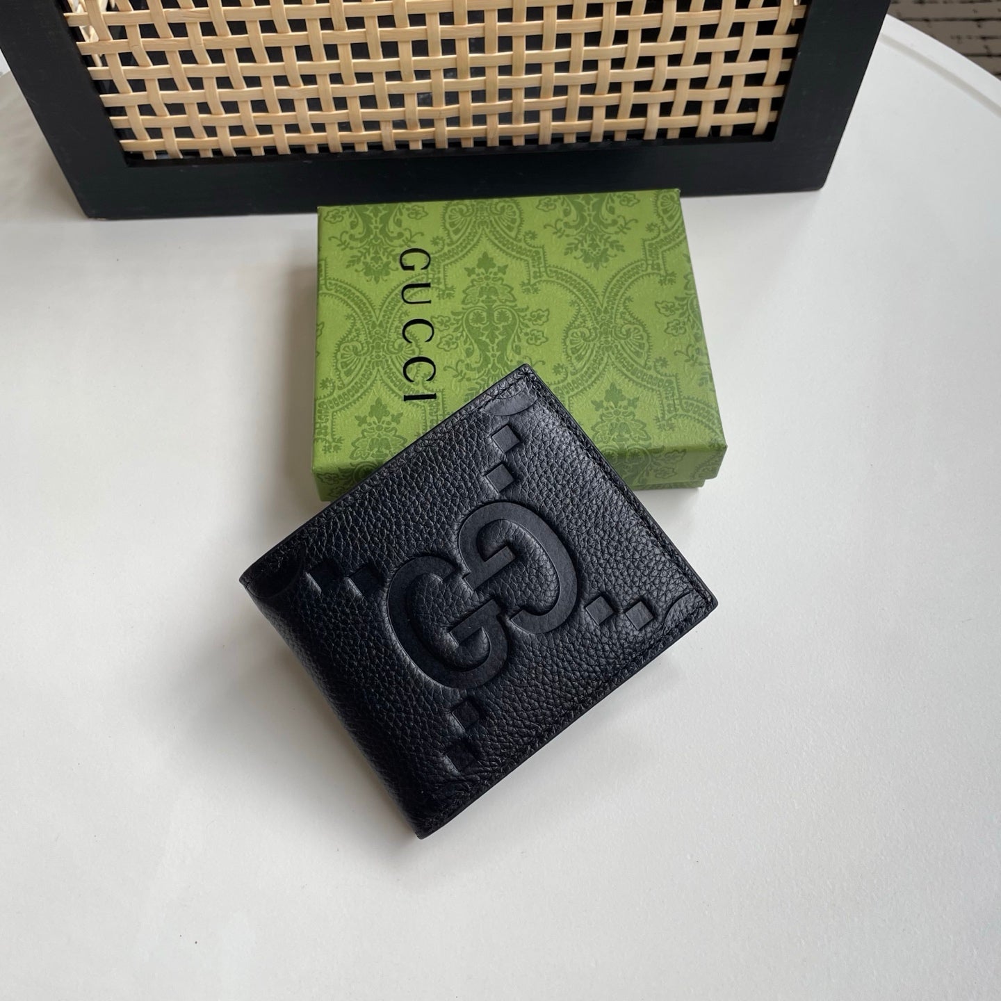 Gucci Black GG Embossed Wallet – Signature Texture Edition