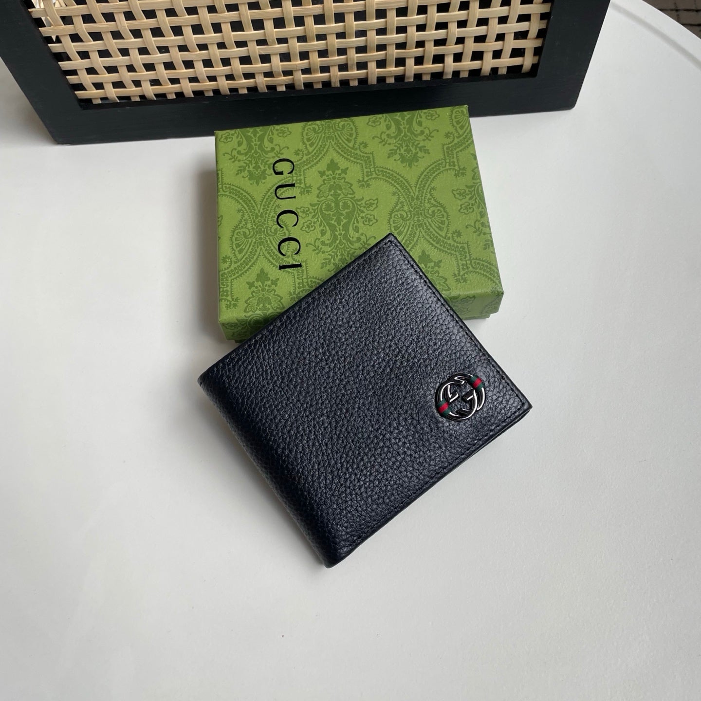 Gucci Black GG Embossed Wallet – Web Stripe Heritage Edition