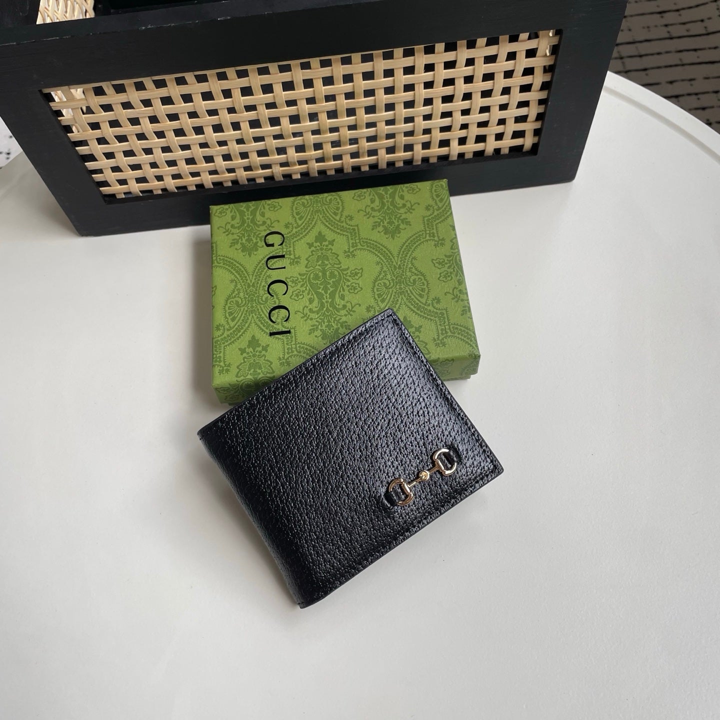 Gucci Black Leather Wallet – Horsebit Accent Edition