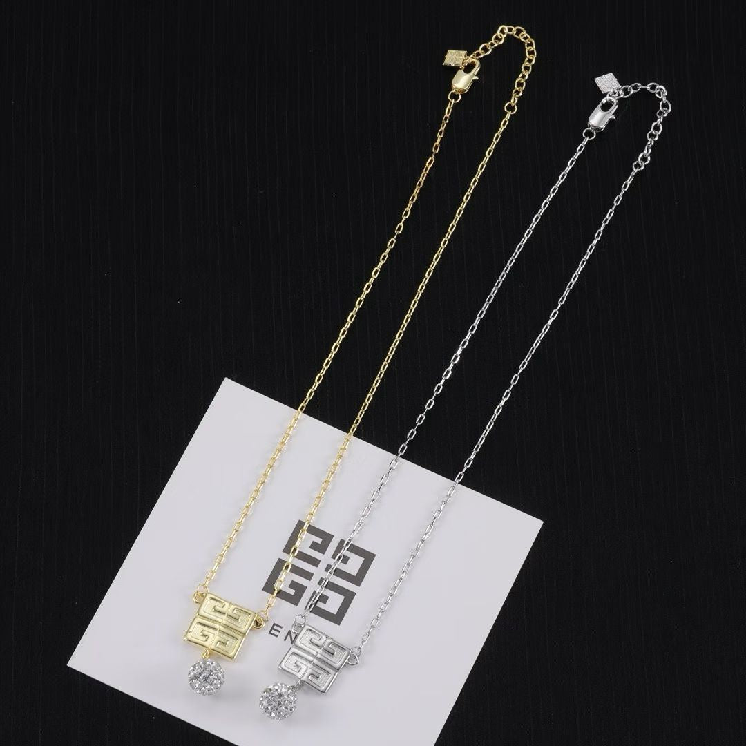 Givenchy Geometric Crystal Jewelry – Necklace & Bracelet Set in Gold & Silver