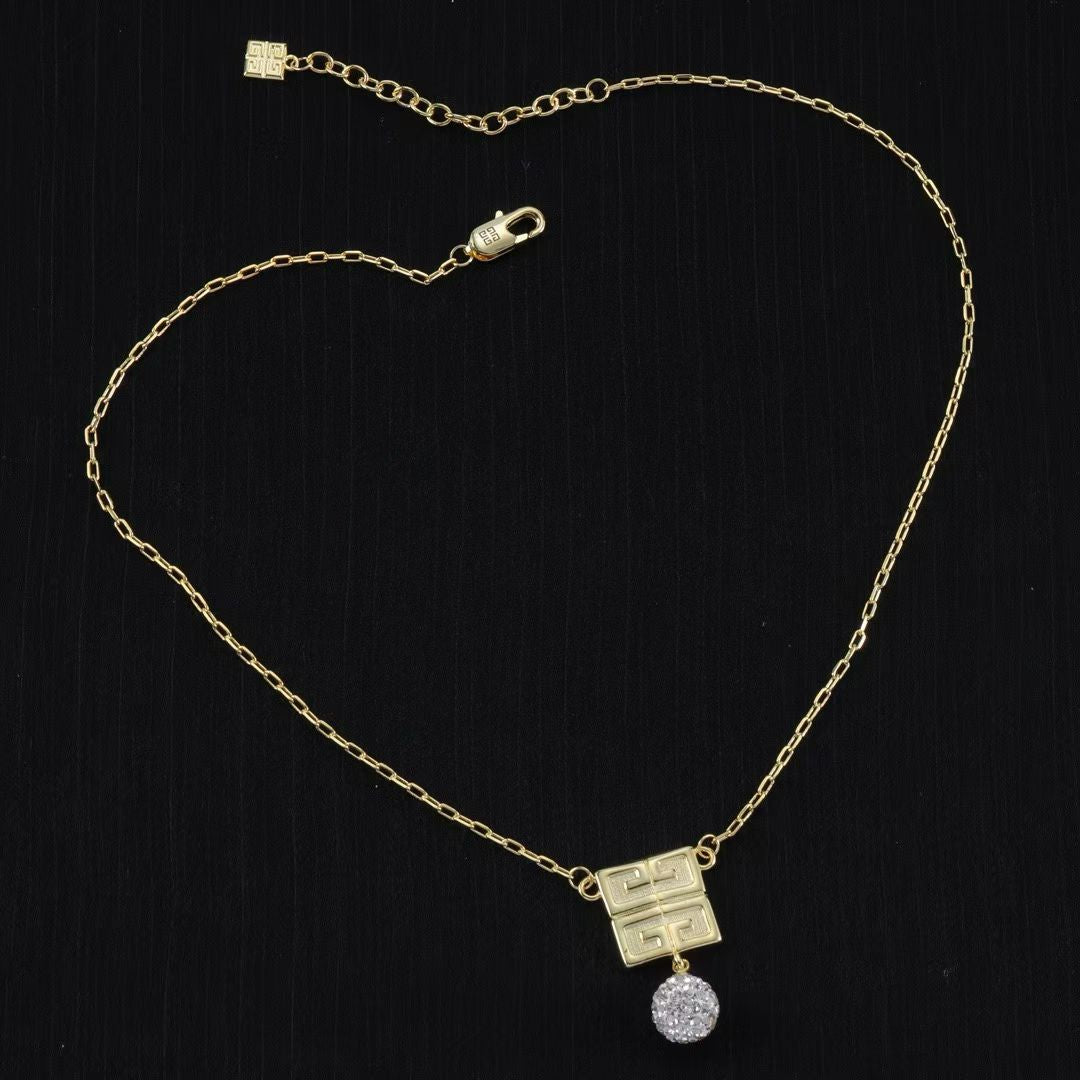 Givenchy Geometric Crystal Jewelry – Necklace & Bracelet Set in Gold & Silver