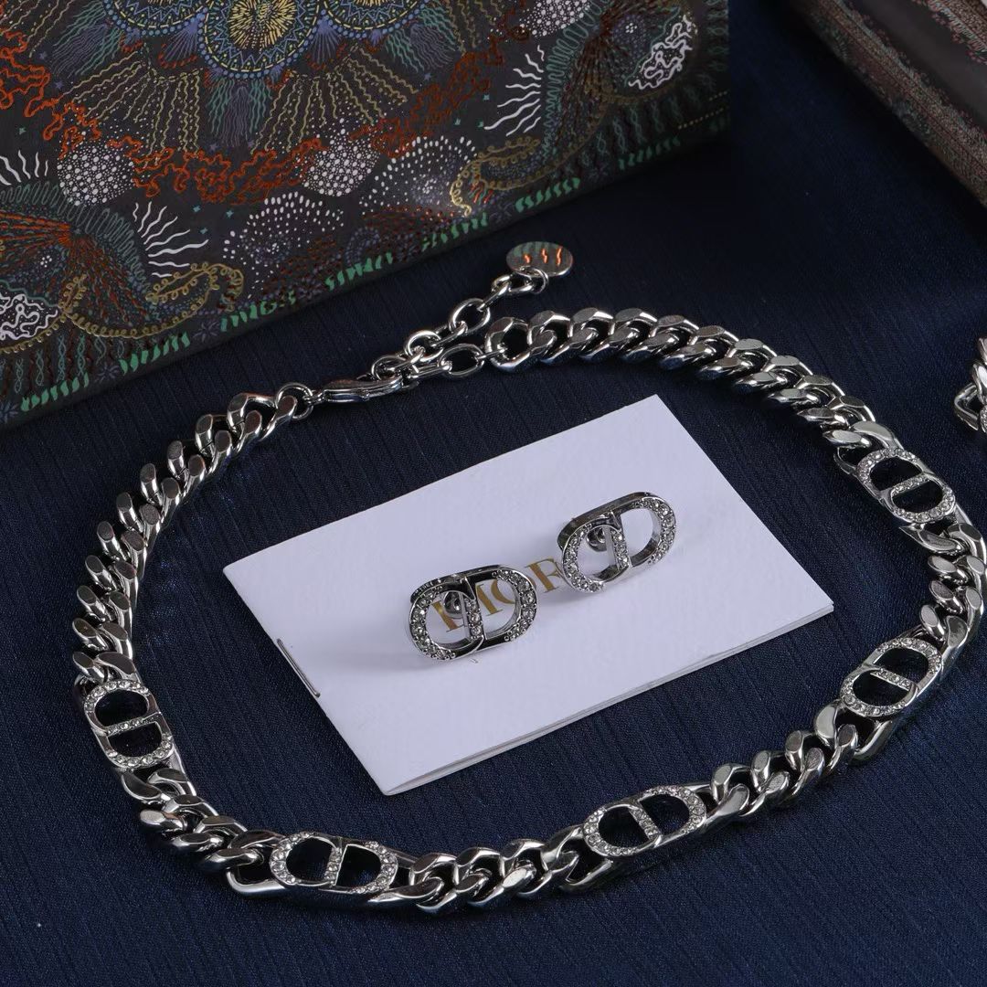 Dior CD Logo Jewelry – Necklace, Earrings & Bracelets in Silver