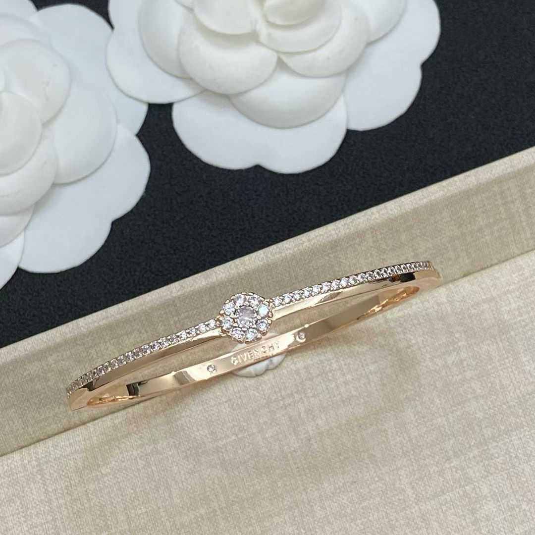 Givenchy Diamond Cluster Bangle – Gold & Silver Variants