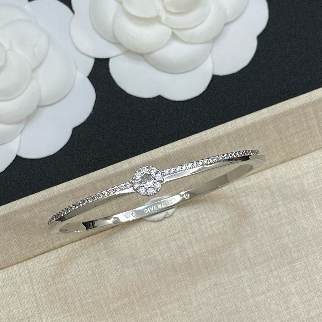 Givenchy Diamond Cluster Bangle – Gold & Silver Variants