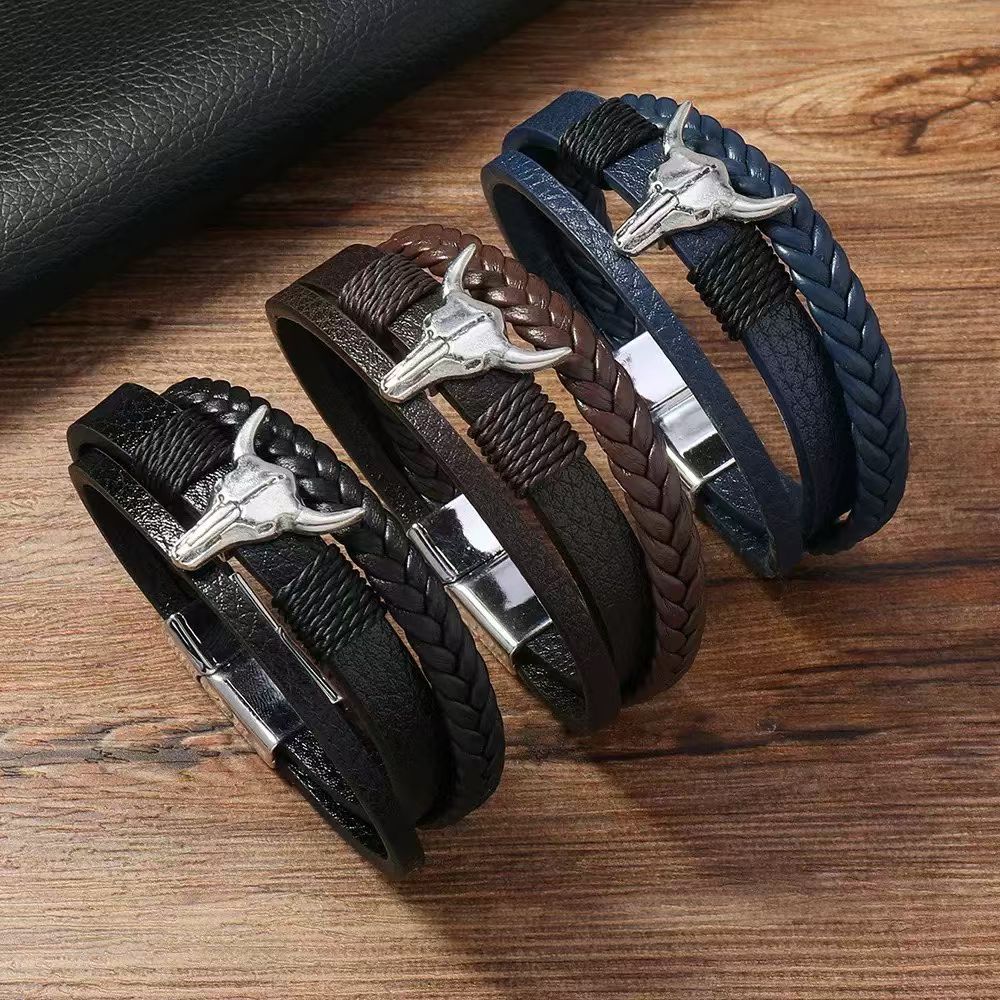Bull Head Leather Bracelet