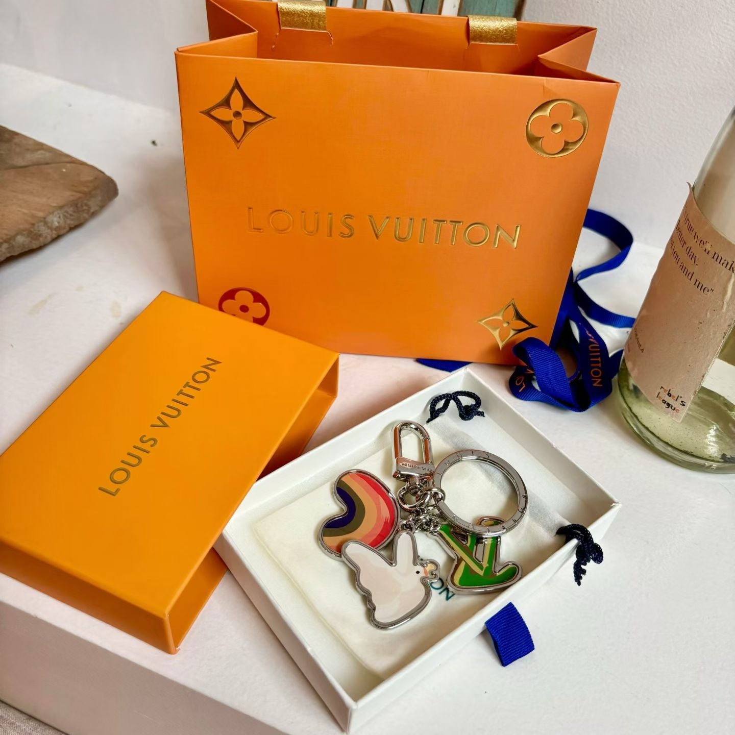 Louis Vuitton Rainbow Dove Keychain – Multicolor Charms with LV Logo
