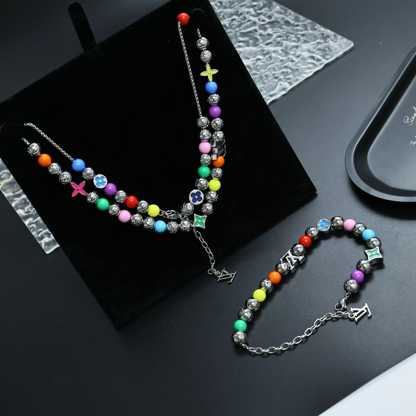 Louis Vuitton Multicolor Beaded Jewelry – Necklace & Bracelet Set