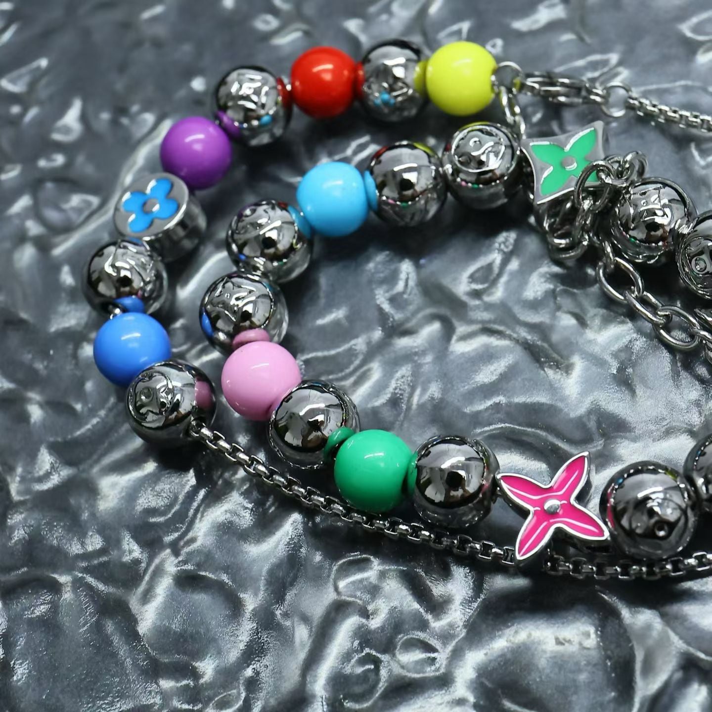 Louis Vuitton Multicolor Beaded Jewelry – Necklace & Bracelet Set