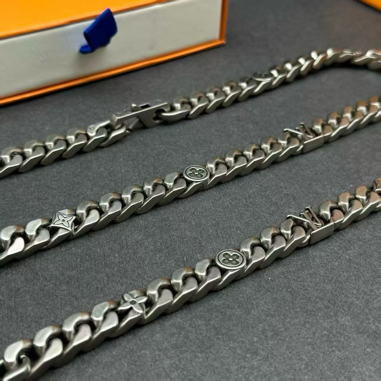 Louis Vuitton Monogram Curb Chain Jewelry – Necklace & Bracelet Set