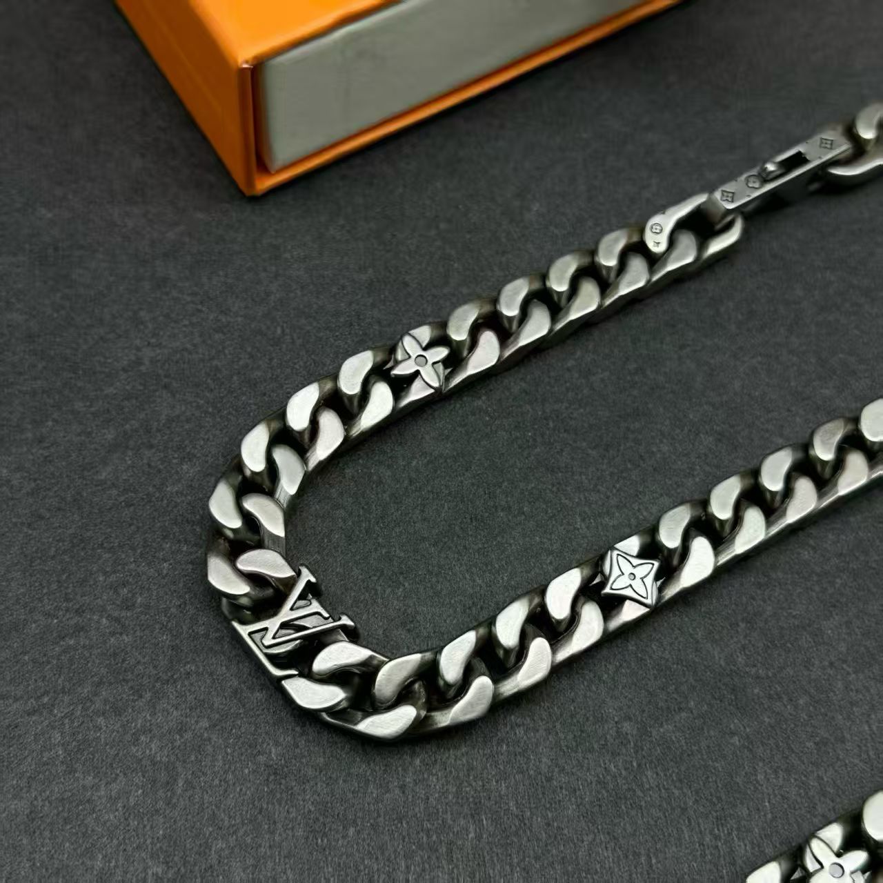 Louis Vuitton Monogram Curb Chain Jewelry – Necklace & Bracelet Set