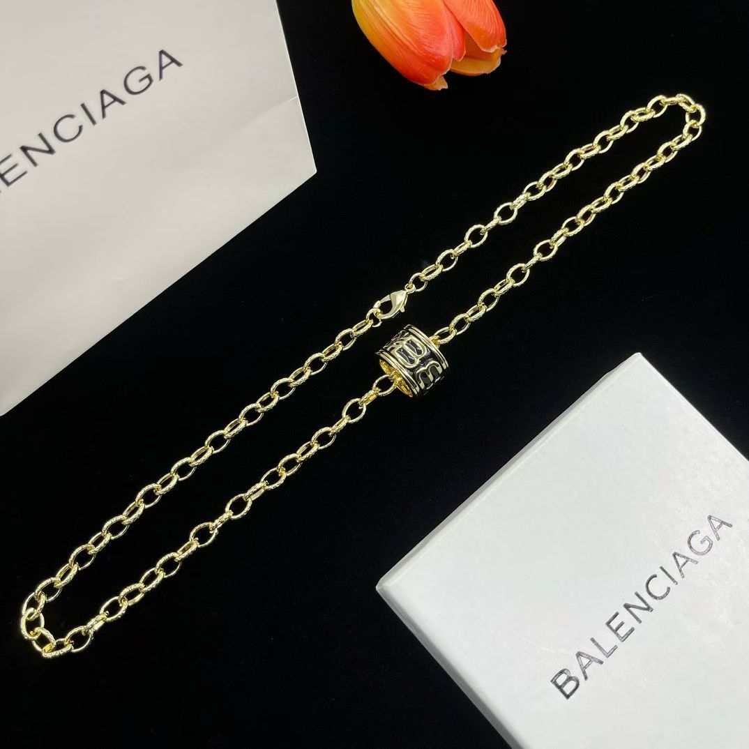 Balenciaga Cylinder Pendant Necklace – Gold & Silver Variants