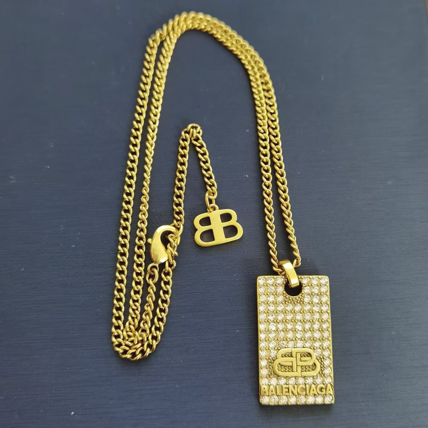 Balenciaga BB Logo Jewelry – Gold Necklace & Earrings Set