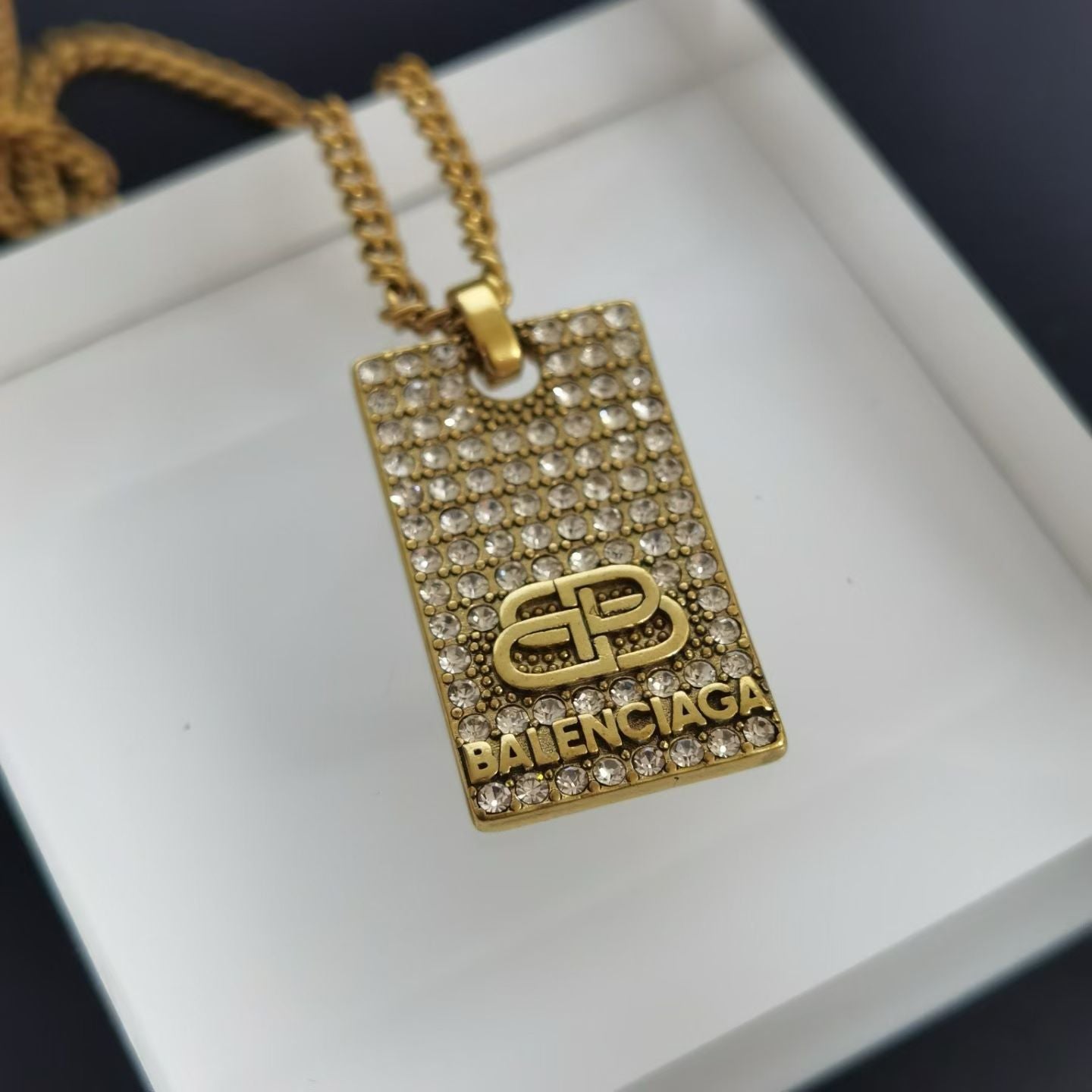 Balenciaga BB Logo Jewelry – Gold Necklace & Earrings Set