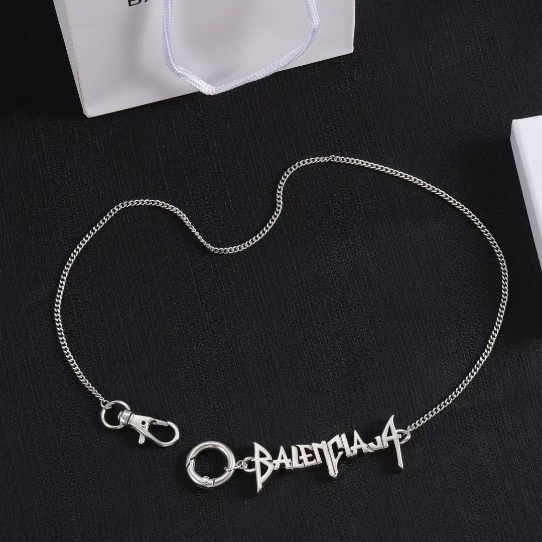 Balenciaga Logo Pendant Necklace – Gold & Silver Variants