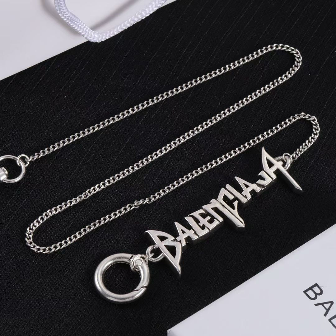 Balenciaga Logo Pendant Necklace – Gold & Silver Variants