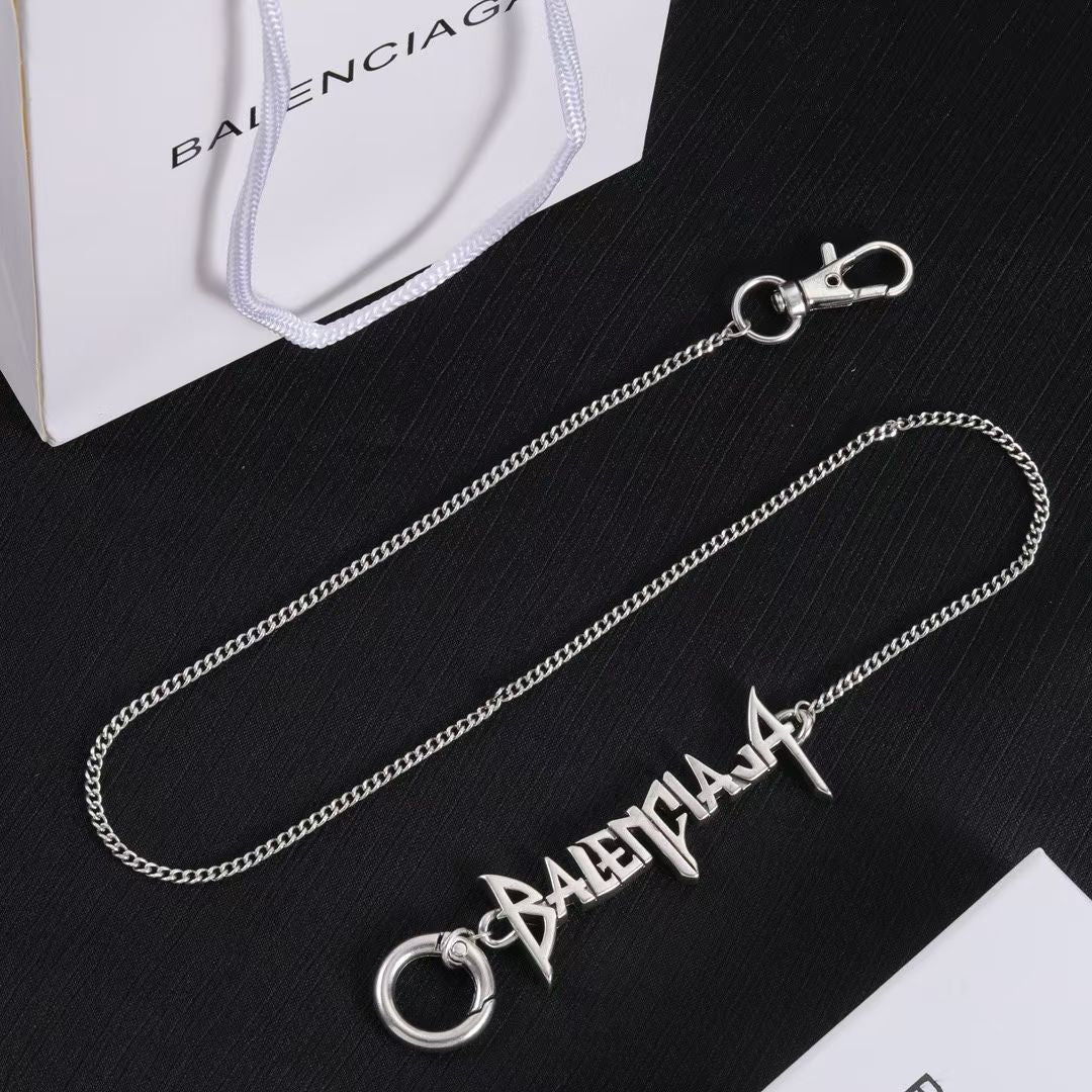 Balenciaga Logo Pendant Necklace – Gold & Silver Variants