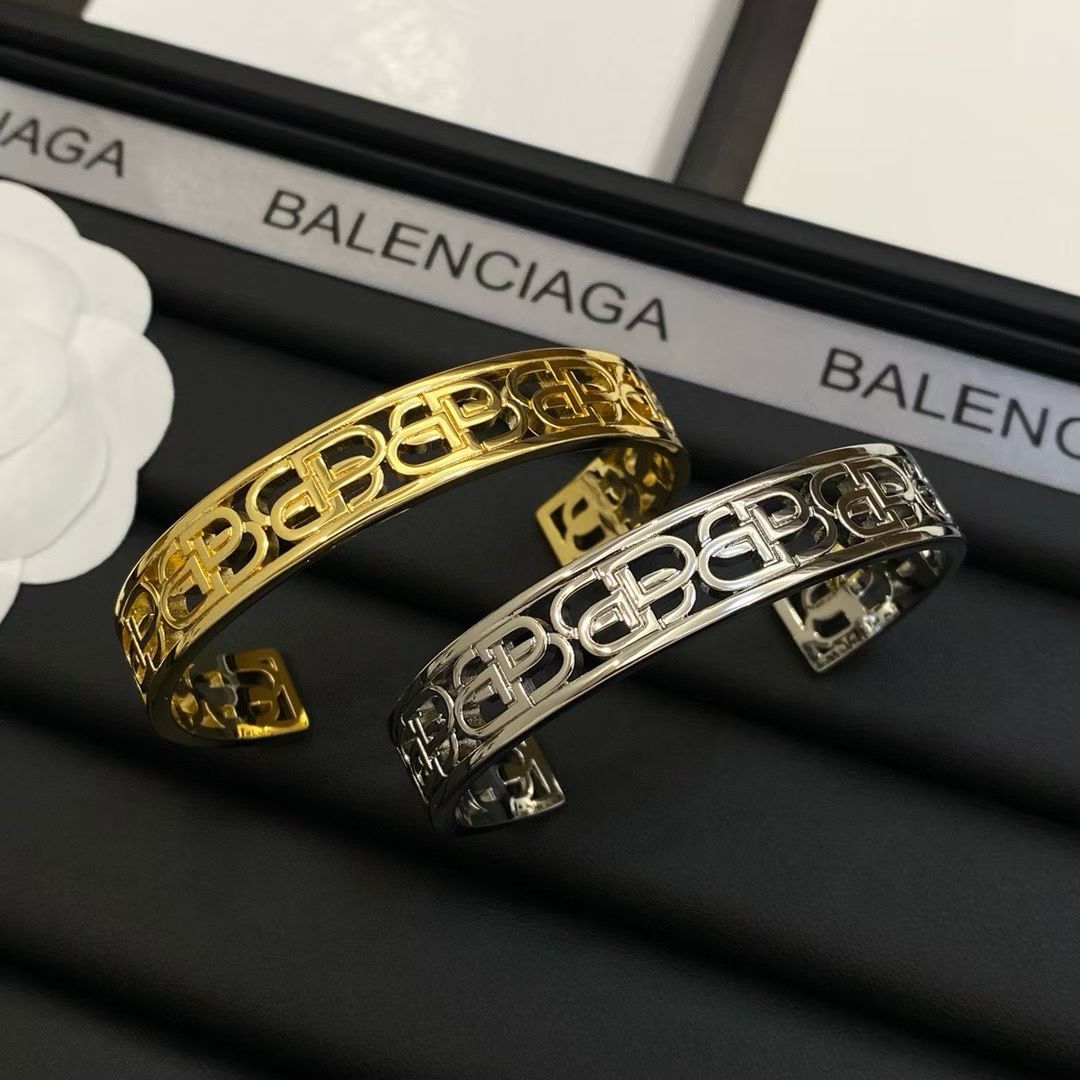 Balenciaga Cut-Out Cuff Bracelet – Gold & Silver Variant