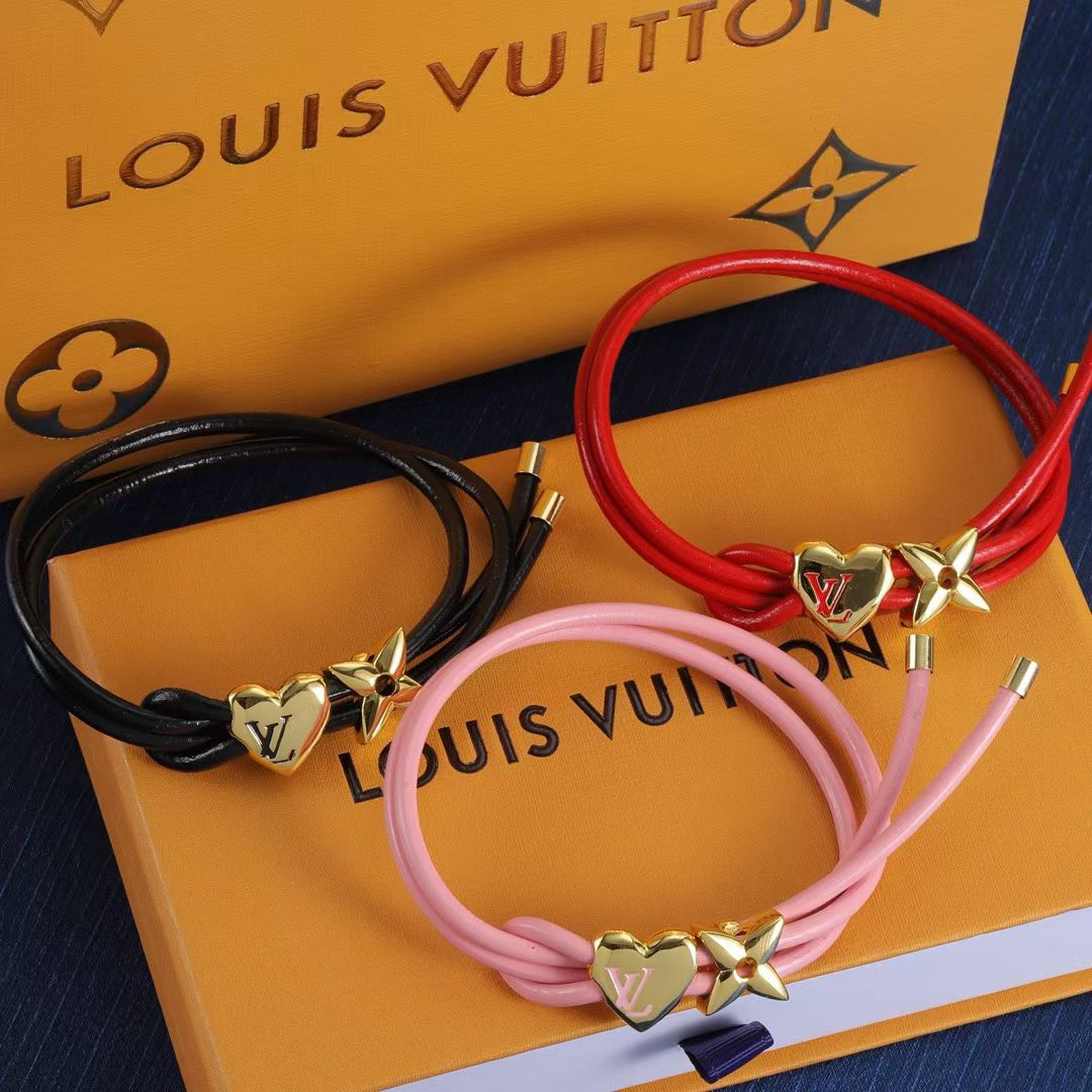 Louis Vuitton Heart & Flower Charm Bracelet – Black, Red & Pink Variants