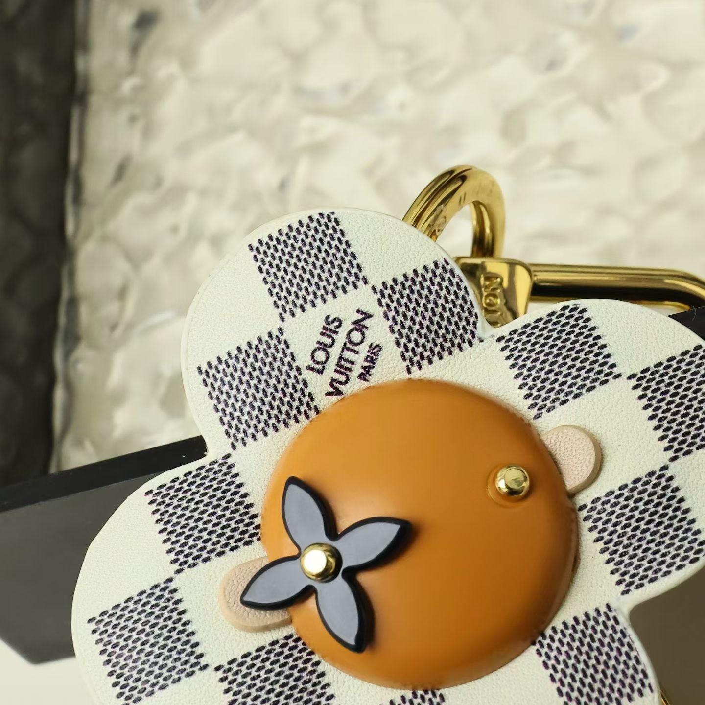 Louis Vuitton Flower Character Keychain – Checkered Petals & Red Wheels