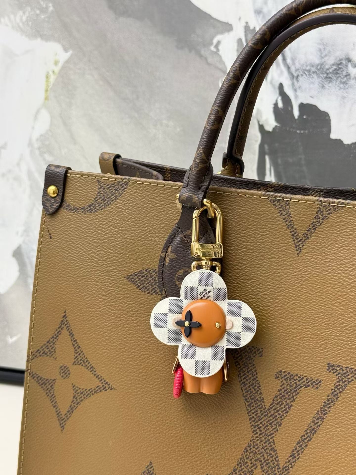 Louis Vuitton Flower Character Keychain – Checkered Petals & Red Wheels