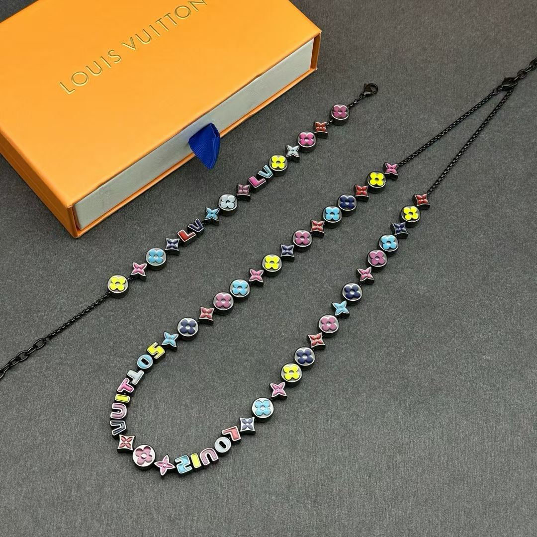 Louis Vuitton Colorful Monogram Beaded Jewelry – Necklace & Bracelet Set