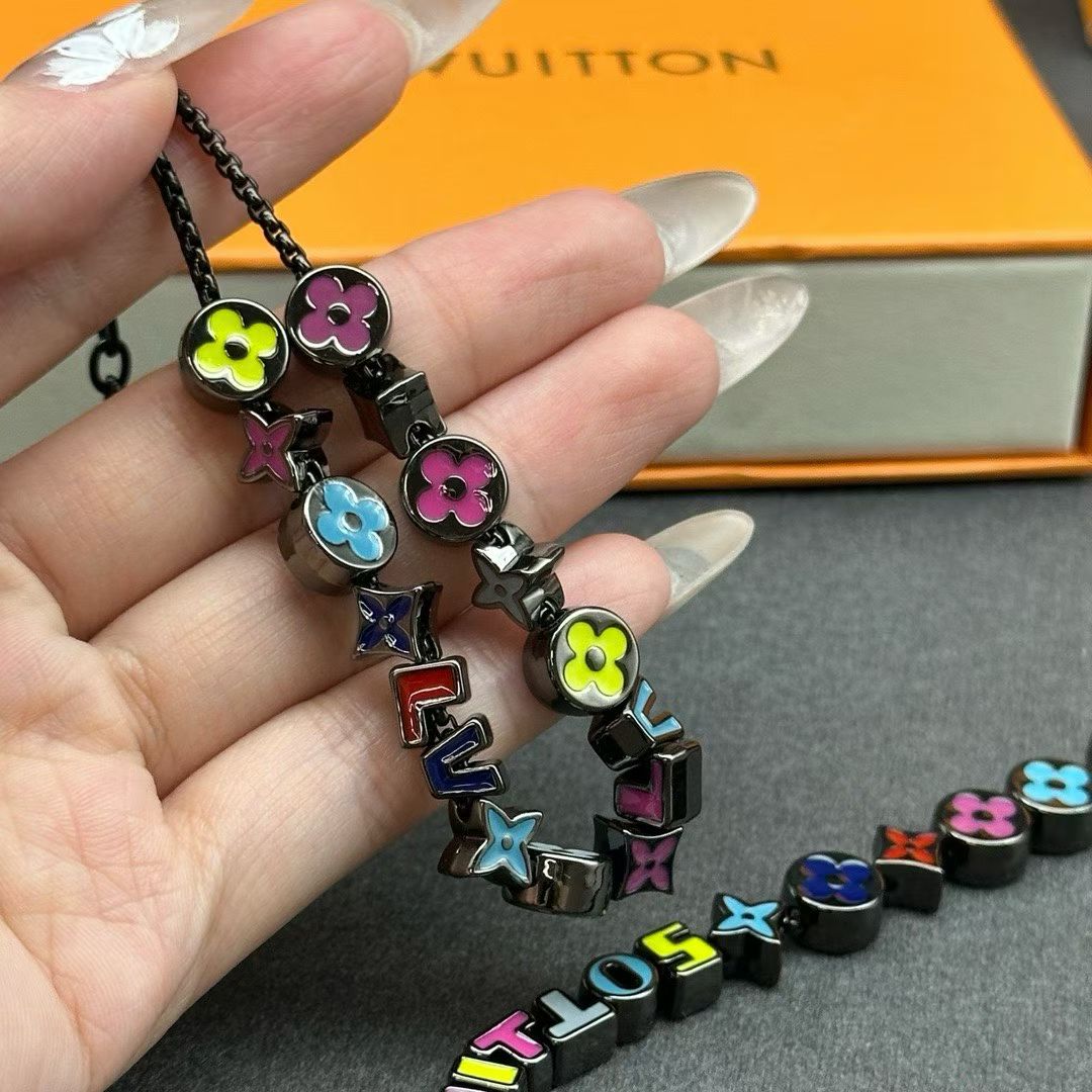 Louis Vuitton Colorful Monogram Beaded Jewelry – Necklace & Bracelet Set