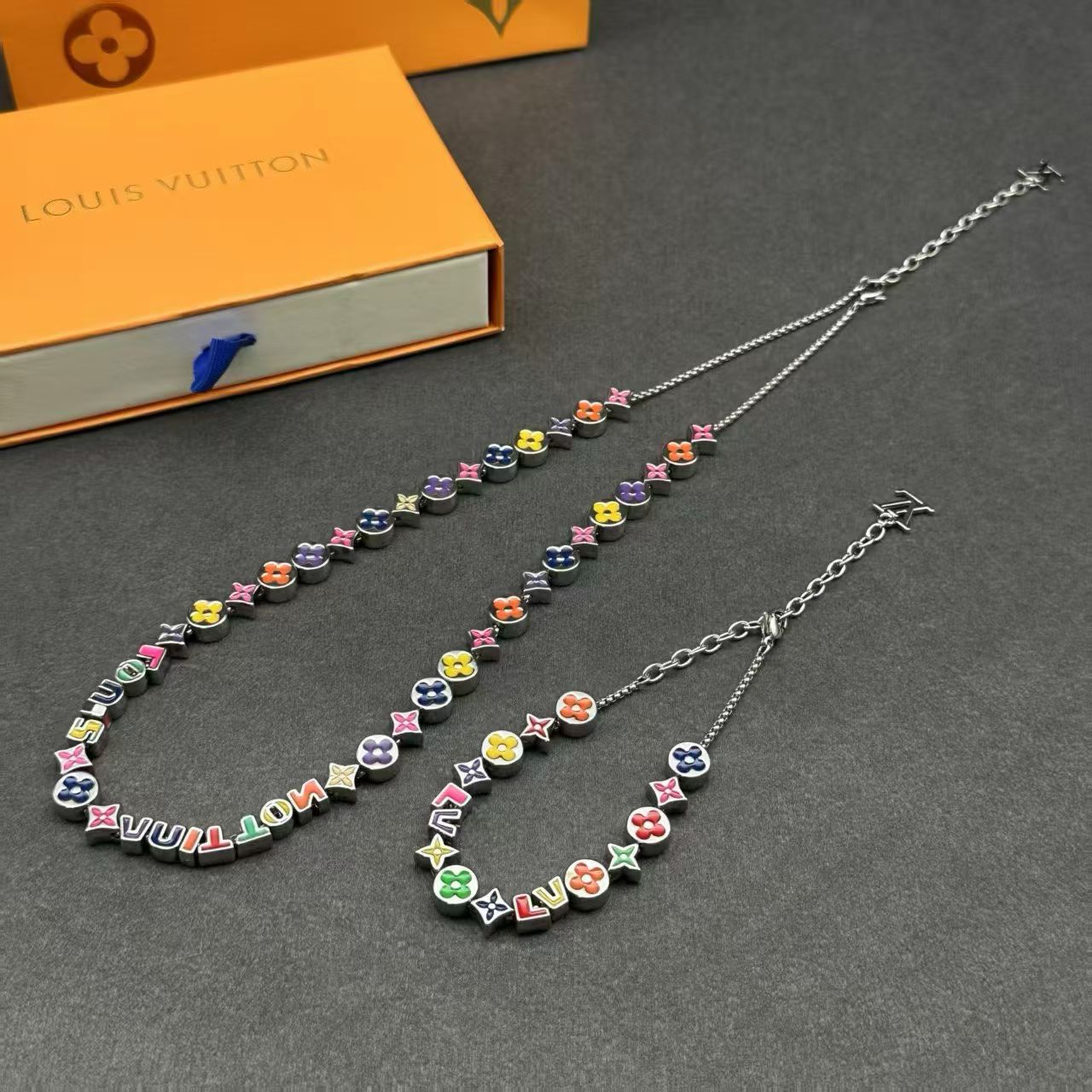 Louis Vuitton Colorful Monogram Beaded Jewelry – Necklace & Bracelet Set