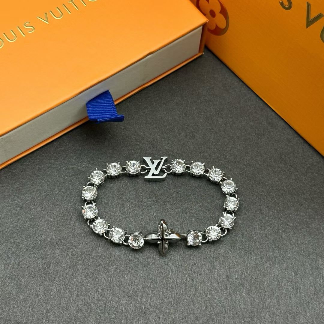 Louis Vuitton Crystal Monogram Bracelet – Silver-Toned with Clear Gemstones