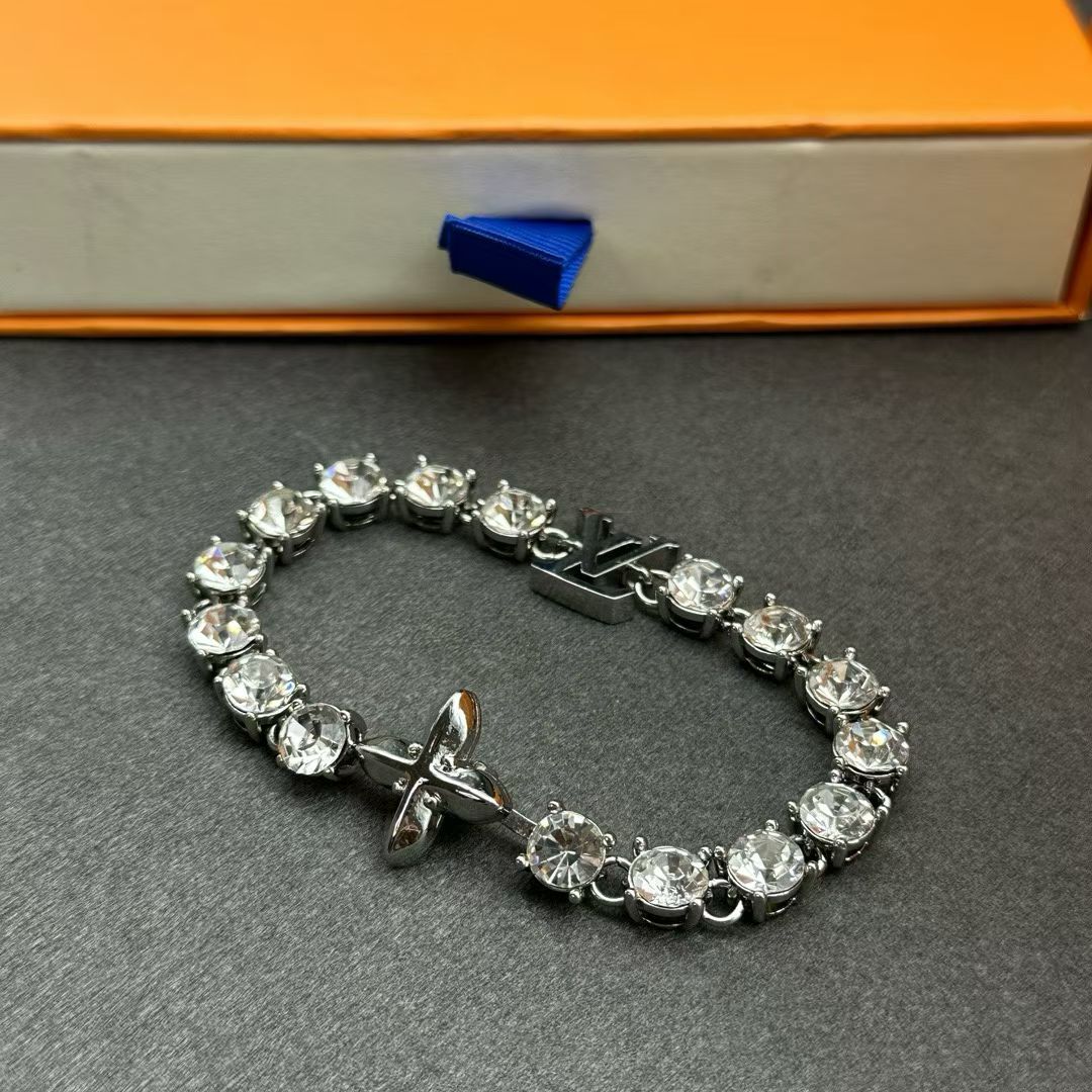Louis Vuitton Crystal Monogram Bracelet – Silver-Toned with Clear Gemstones