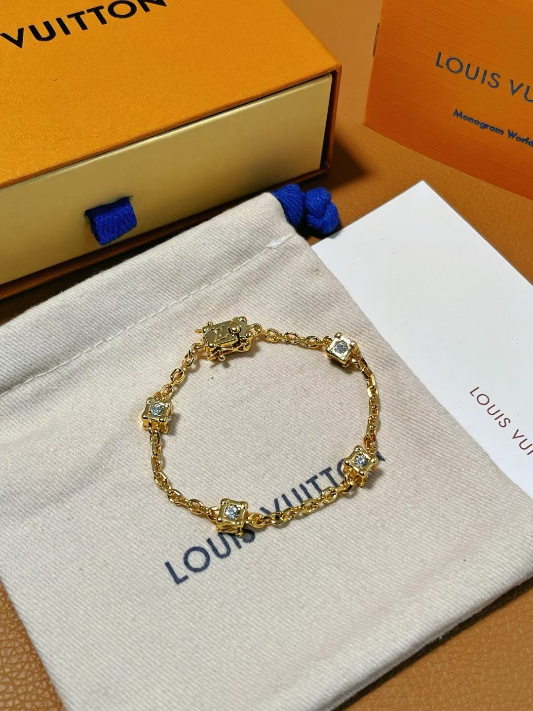 Louis Vuitton Square-Link Crystal Bracelet – Gold & Silver Variants