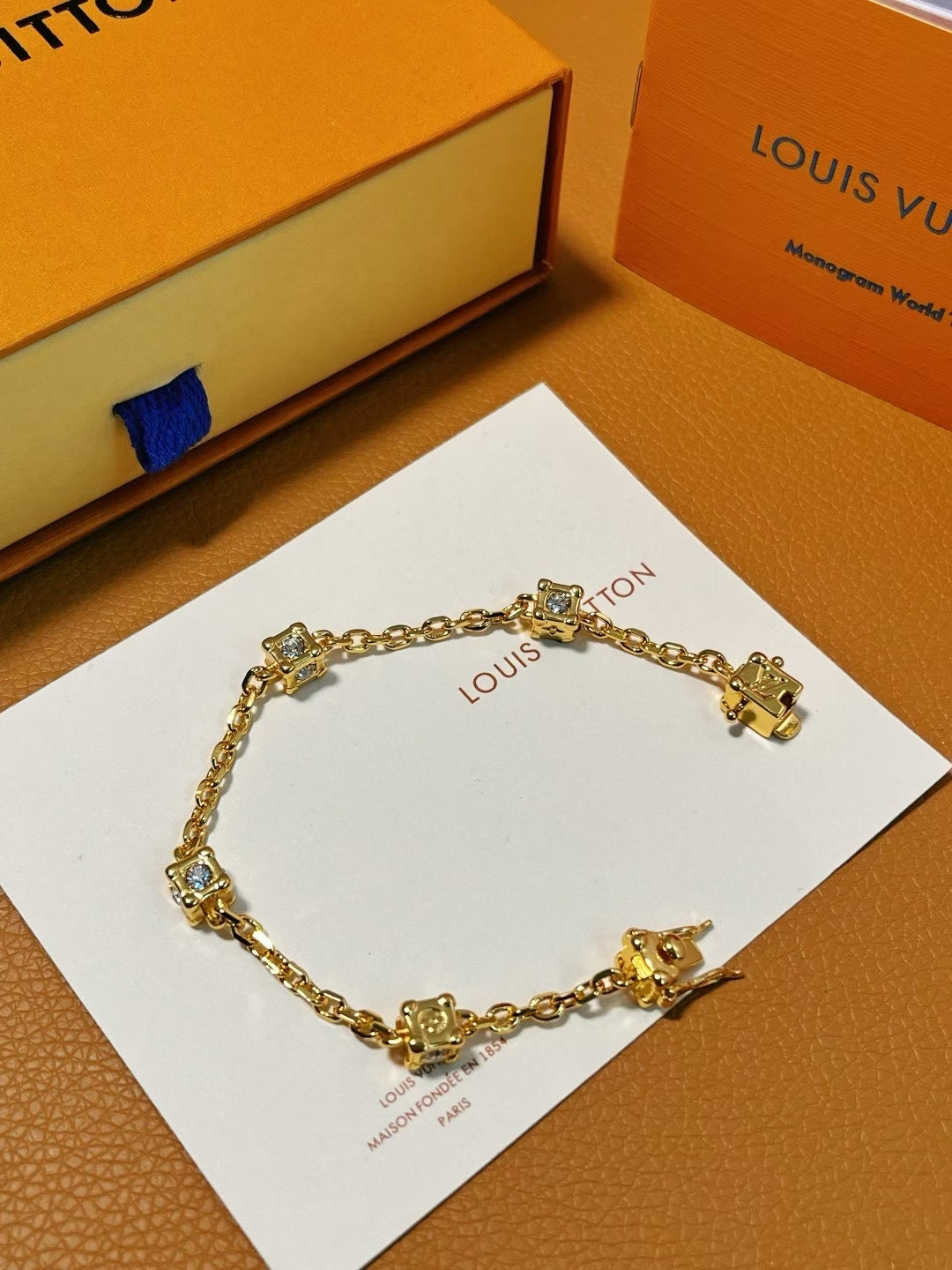 Louis Vuitton Square-Link Crystal Bracelet – Gold & Silver Variants