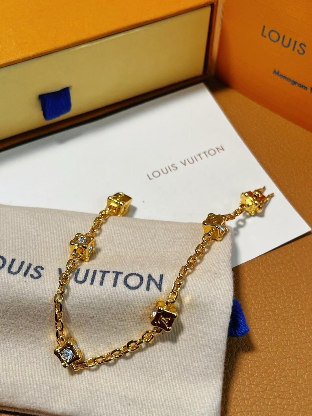 Louis Vuitton Square-Link Crystal Bracelet – Gold & Silver Variants