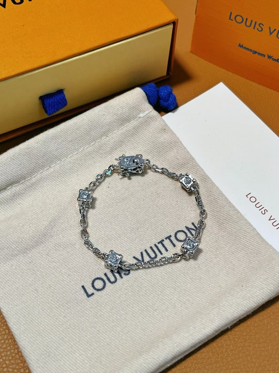 Louis Vuitton Square-Link Crystal Bracelet – Gold & Silver Variants