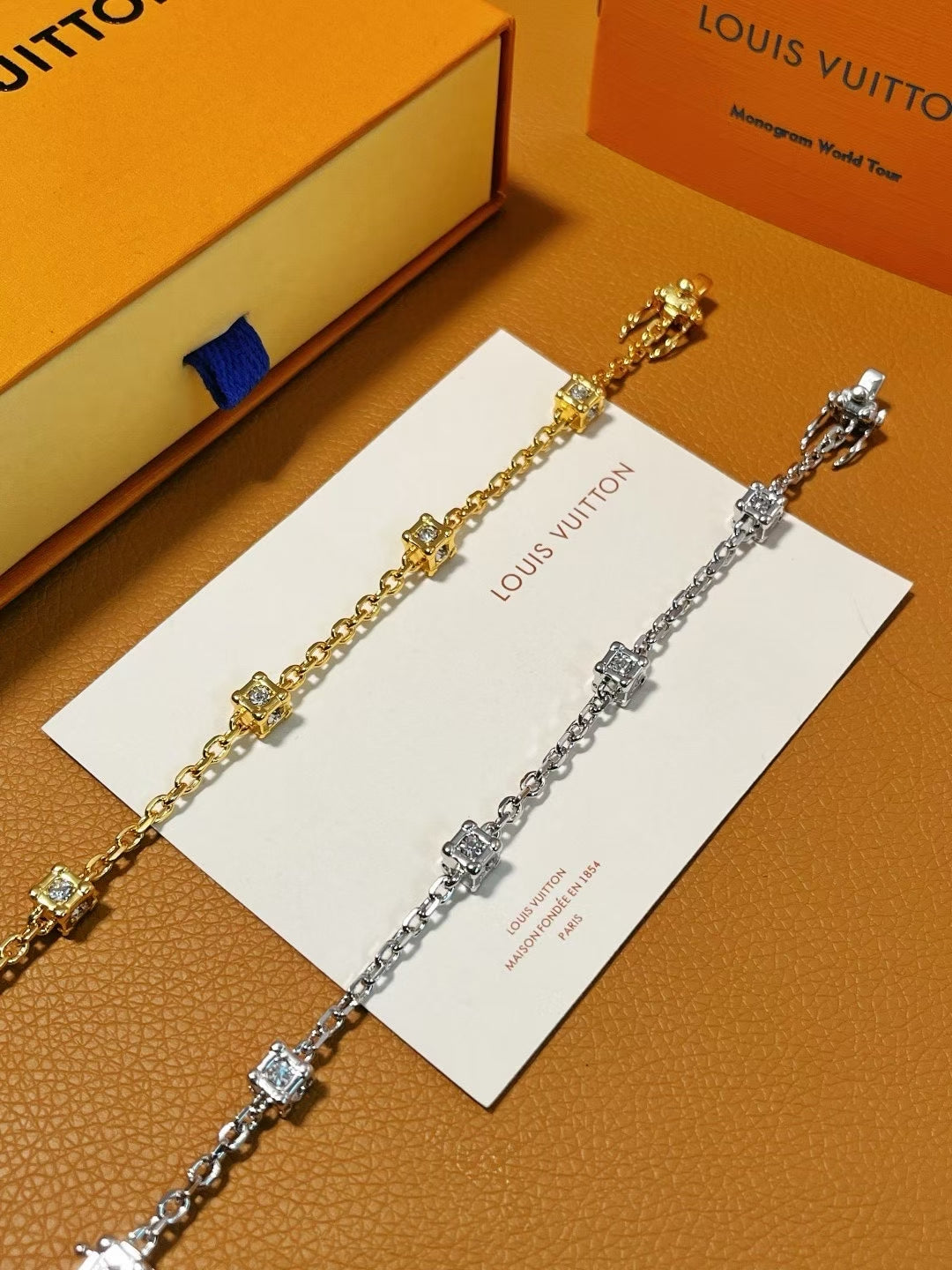 Louis Vuitton Square-Link Crystal Bracelet – Gold & Silver Variants