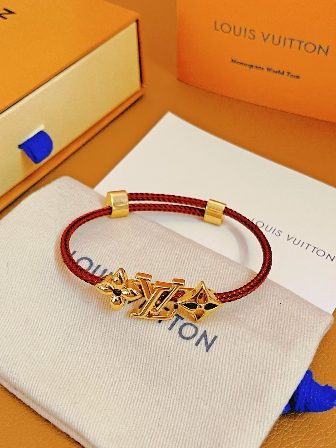 Louis Vuitton Braided Cord Charm Bracelet – Red, Black, Purple & Pink-Blue