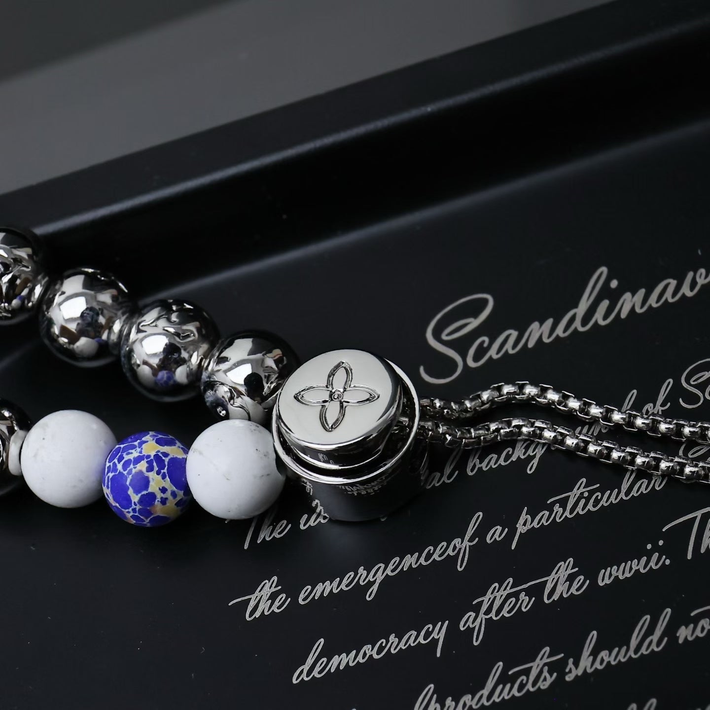 Louis Vuitton Multicolor Beaded Bracelet – Metallic & Patterned Beads with Sliding Clasp