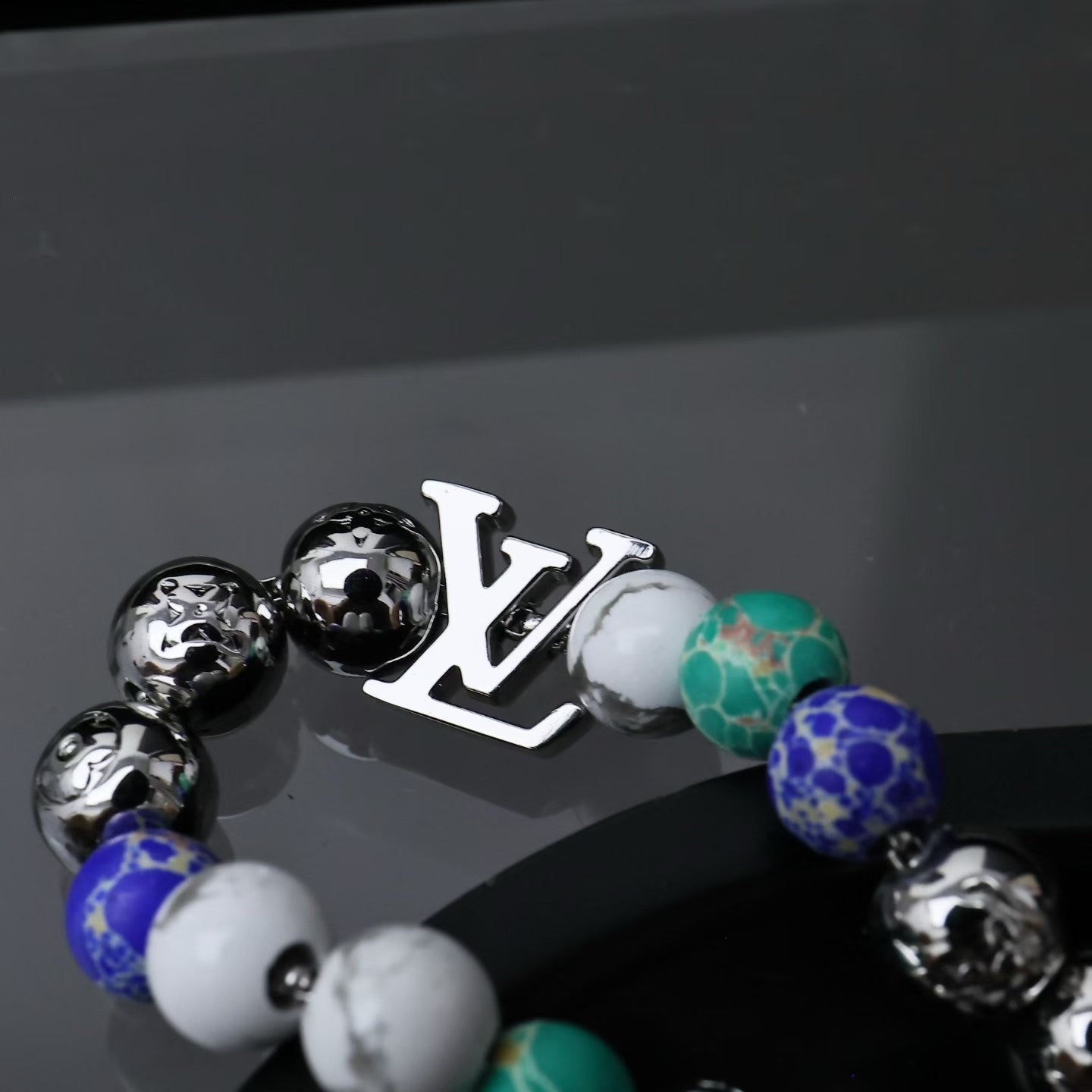 Louis Vuitton Multicolor Beaded Bracelet – Metallic & Patterned Beads with Sliding Clasp