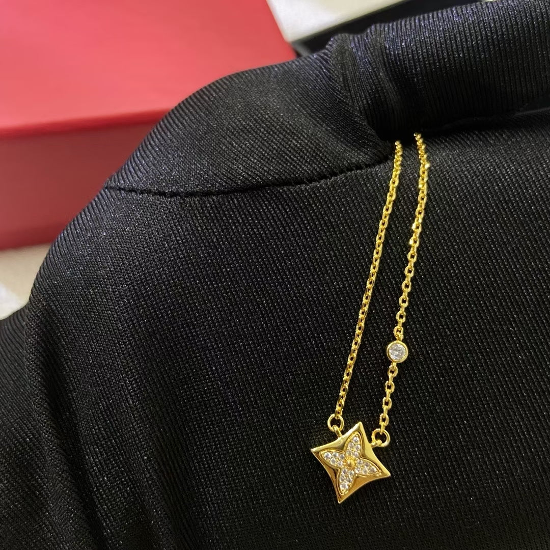 Louis Vuitton Star Pendant Necklace – Silver, Gold & Rose Gold with Sparkling Accents