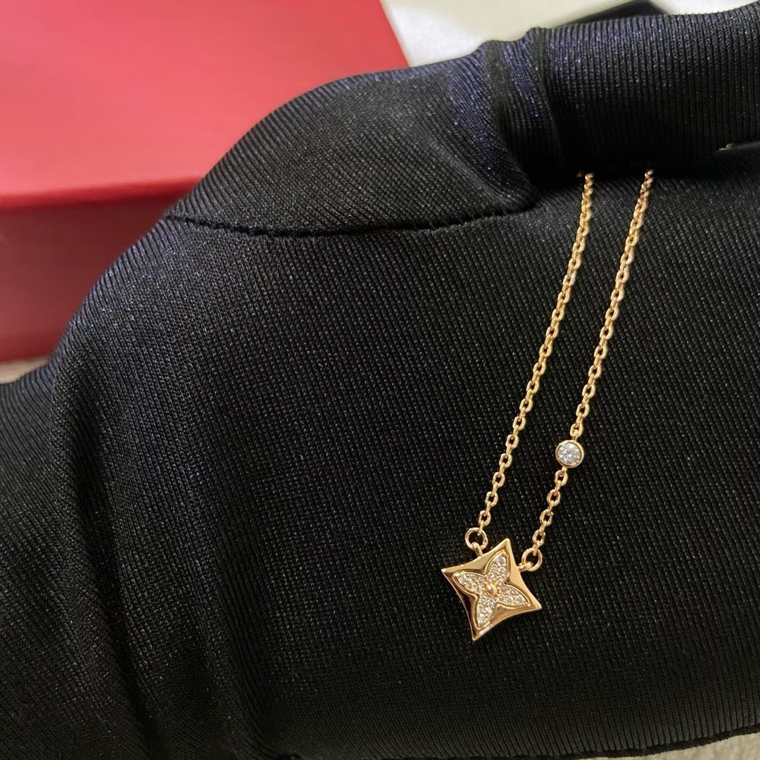 Louis Vuitton Star Pendant Necklace – Silver, Gold & Rose Gold with Sparkling Accents