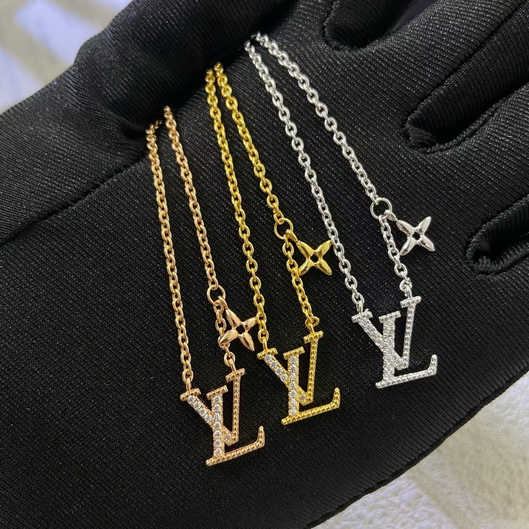 Louis Vuitton LV Logo Necklace – Gemstone Pendant with Star Charm