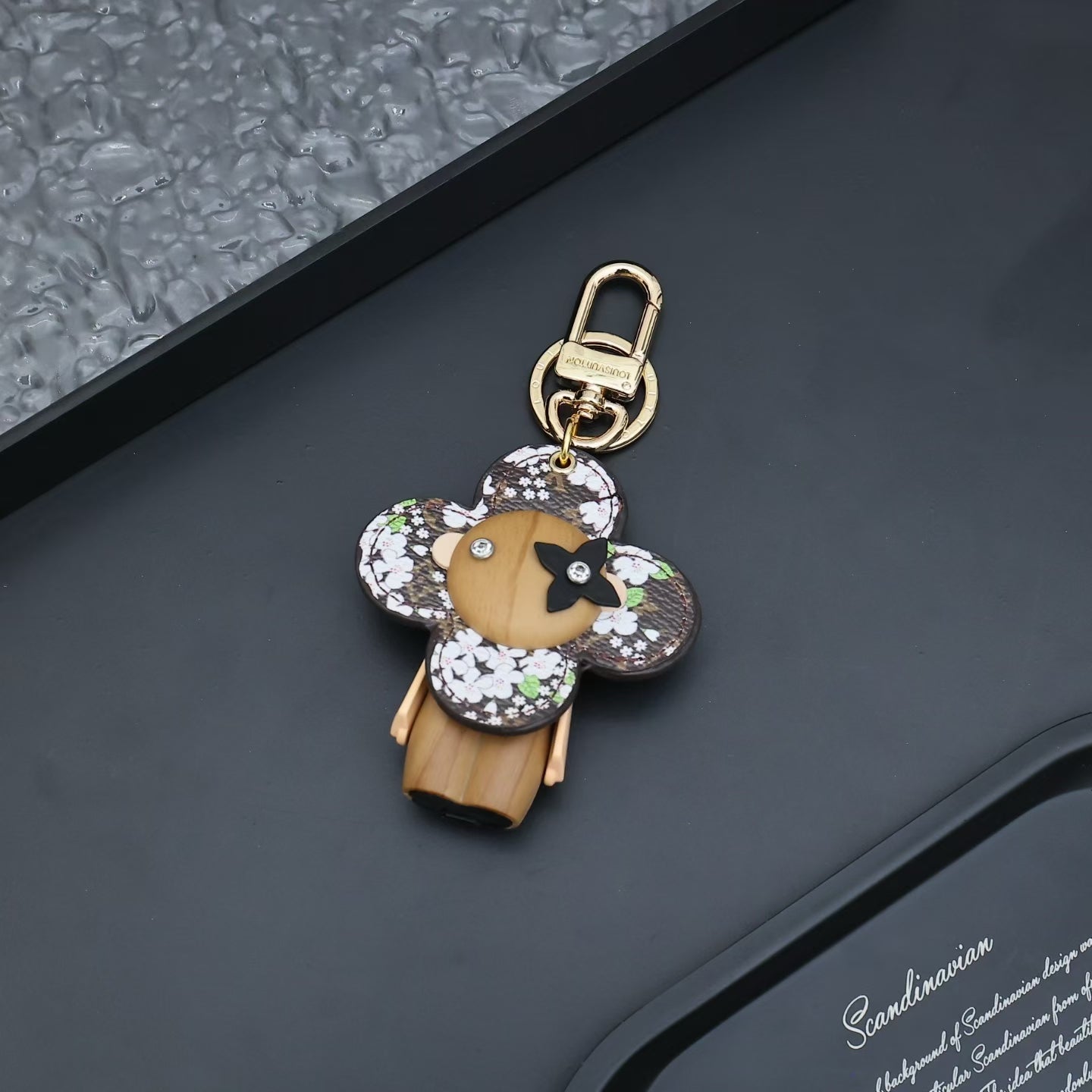 Louis Vuitton Rhinestone Flower Character Keychain – Floral Head & Wooden Face