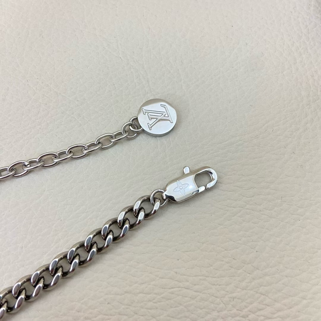 Louis Vuitton Black & Silver Charm Jewelry Set – Necklace & Bracelet