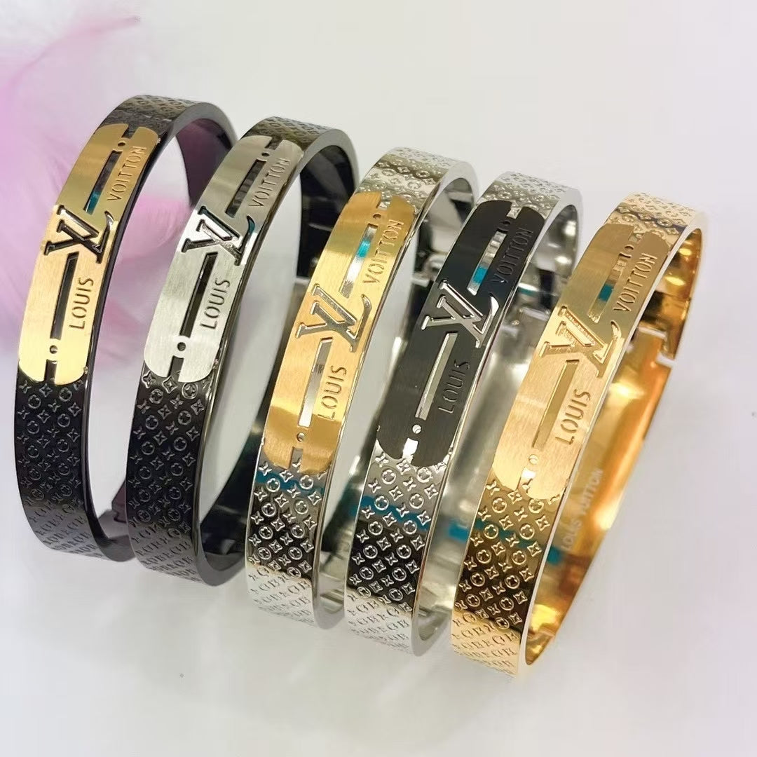Louis Vuitton Monogram Plate Bracelet – Gold, Silver & Black Variants