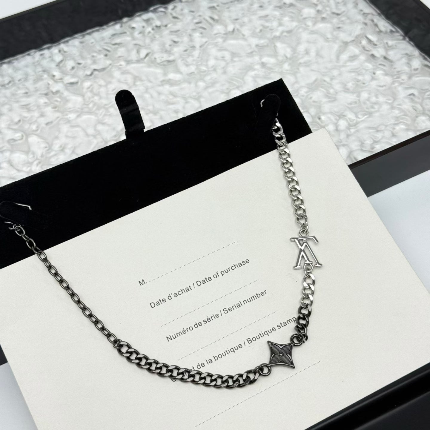 Louis Vuitton Silver & Black Chain Charm Bracelet – LV Logo & Star