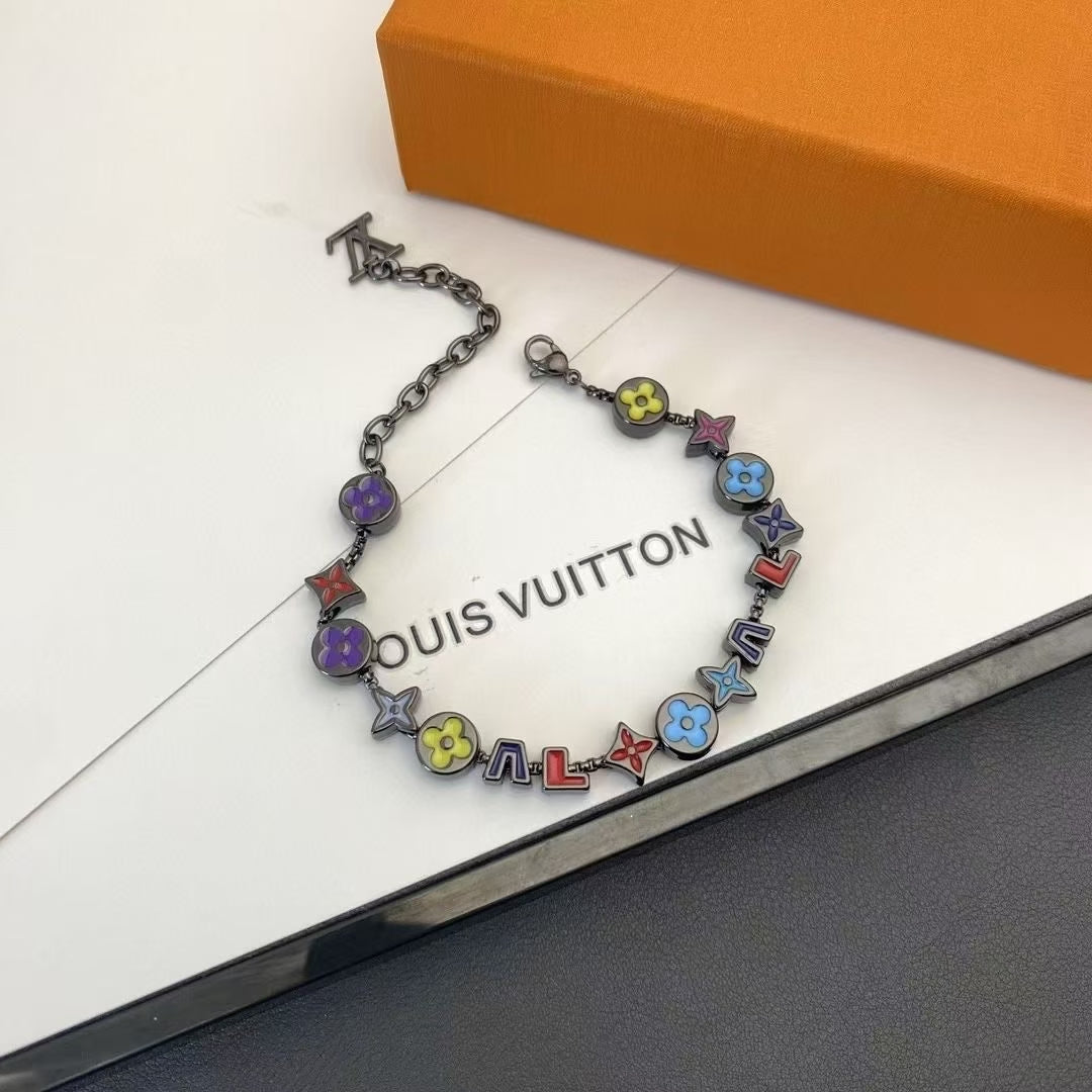 Louis Vuitton Multicolor Monogram Charm Bracelet – Dark Chain with Colorful Accents