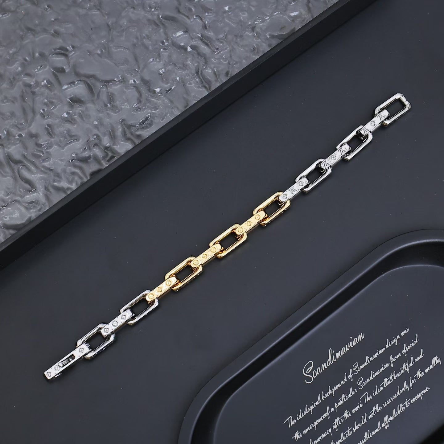 Louis Vuitton Dual-Tone Geometric Link Bracelet – Gold & Silver