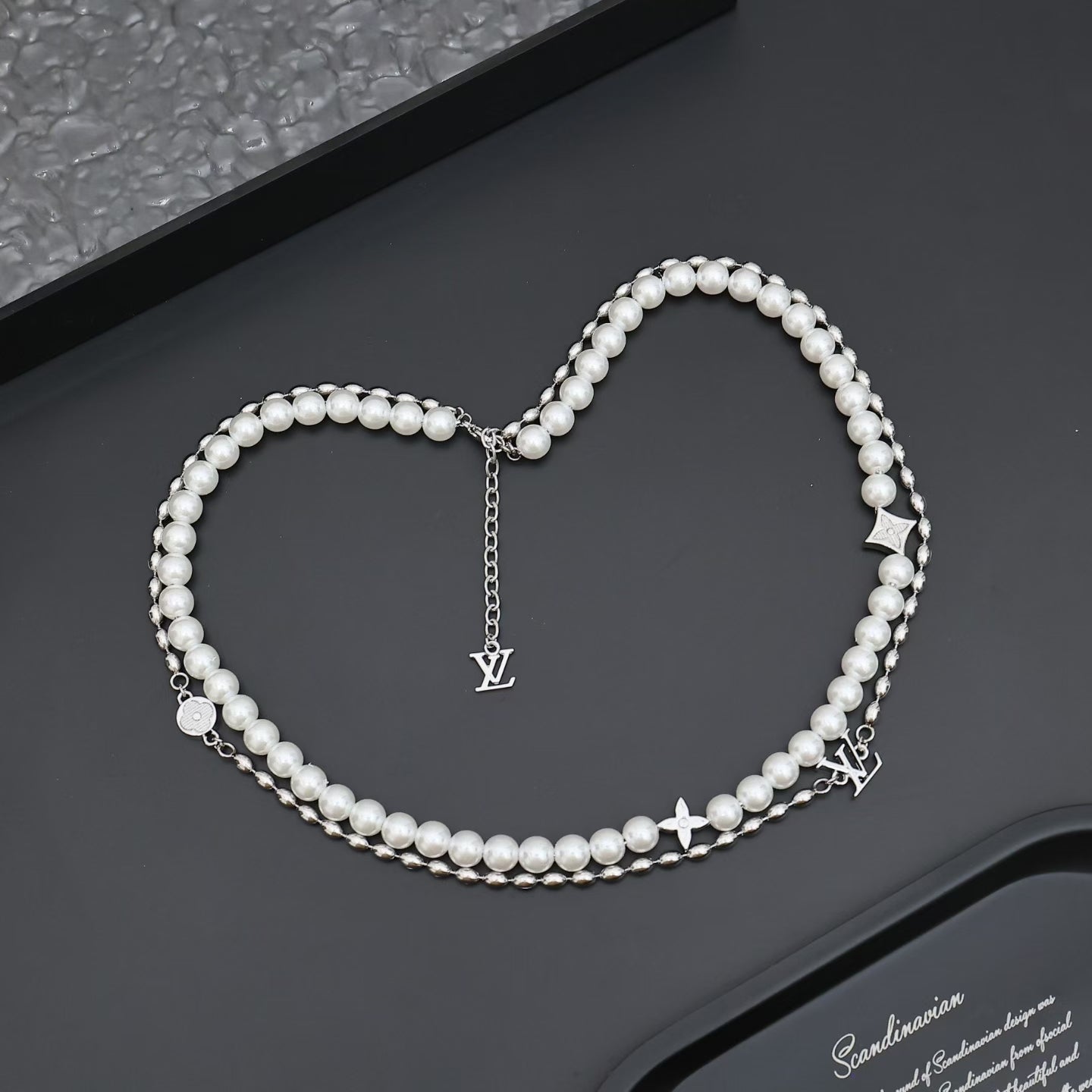 Louis Vuitton Pearl & Charm Heart Necklace – LV Logo, Star & Flower