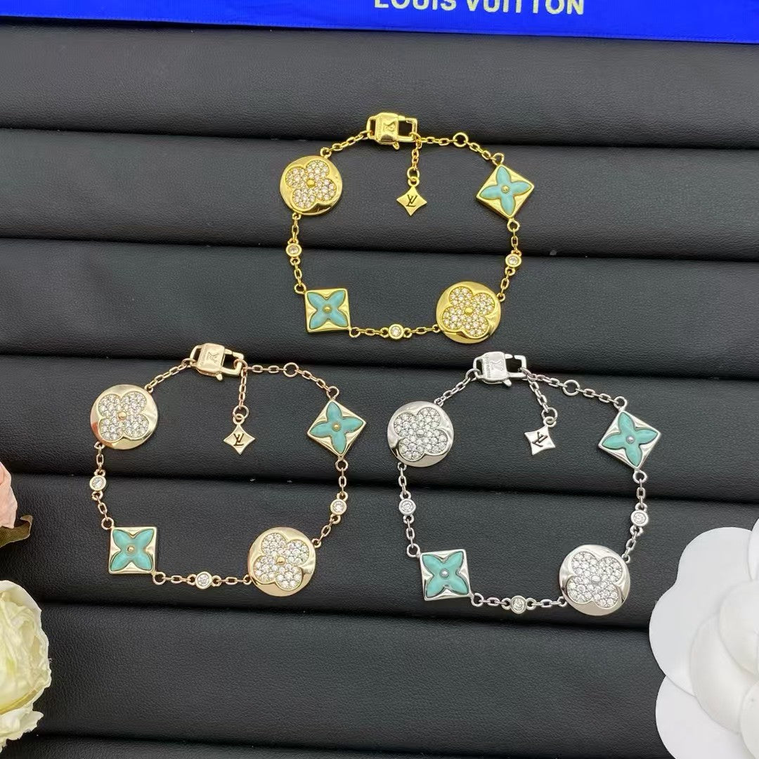 Louis Vuitton Turquoise Enamel Crystal Bracelet – Gold, Rose Gold & Silver