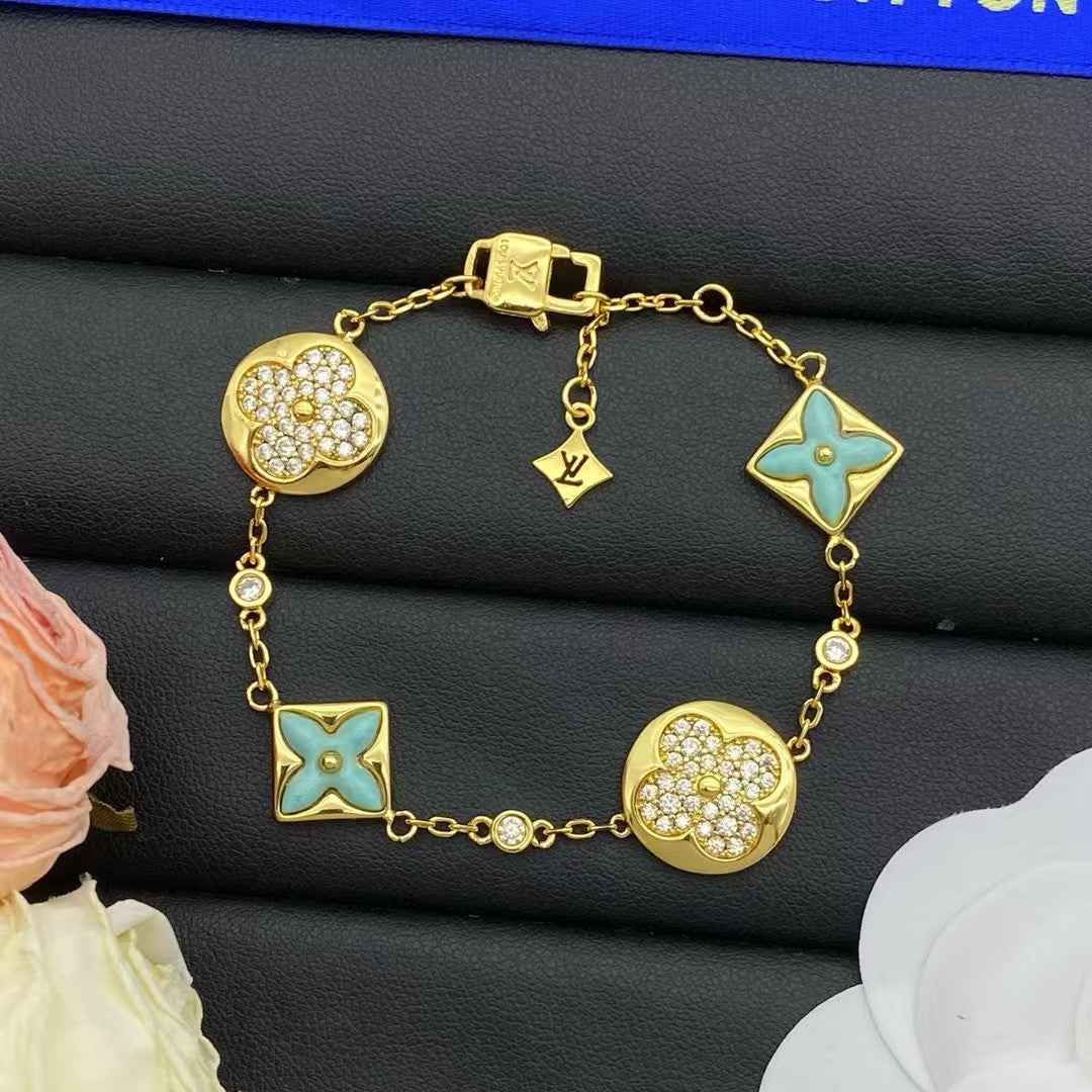 Louis Vuitton Turquoise Enamel Crystal Bracelet – Gold, Rose Gold & Silver